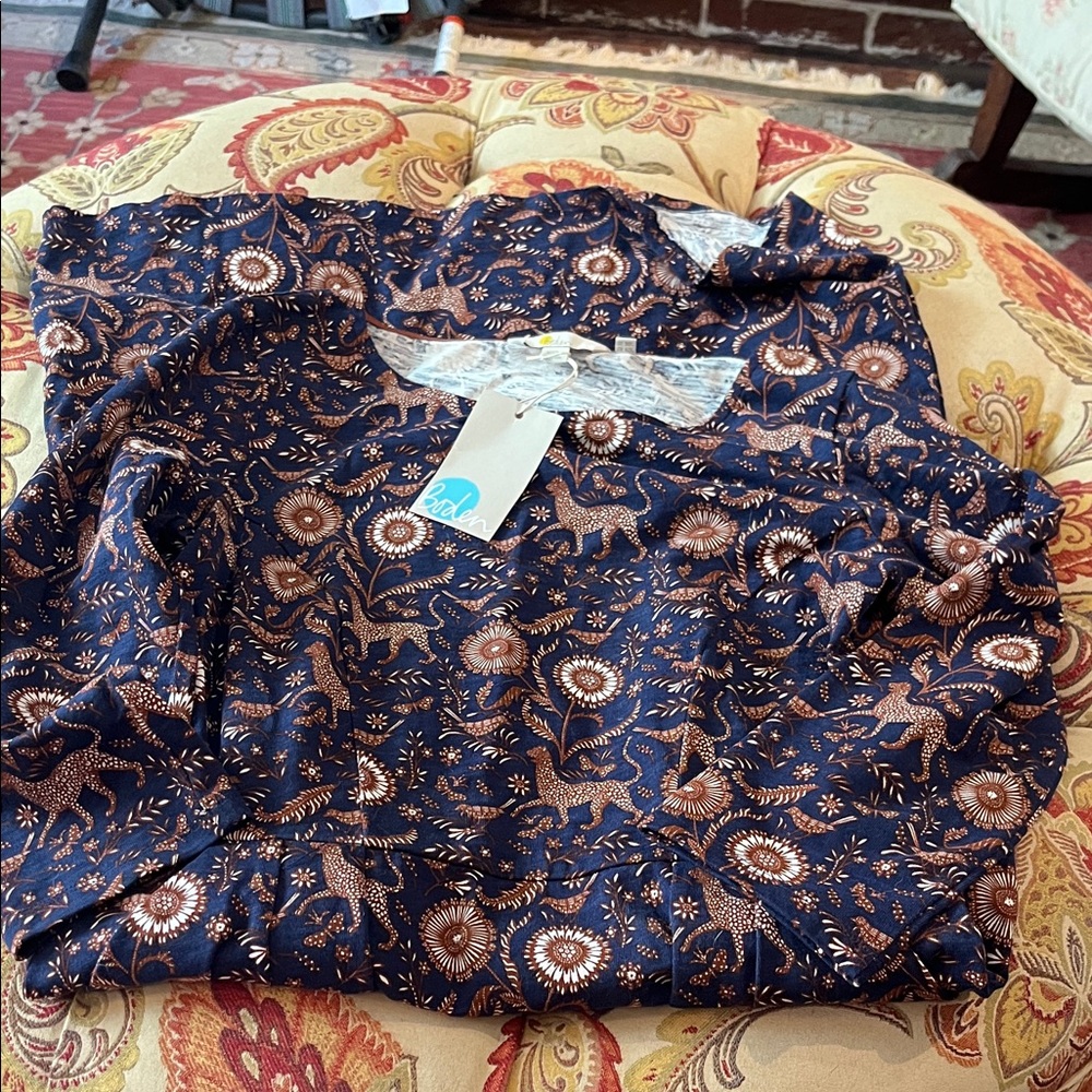 Boden Navy and Brown Floral Dress